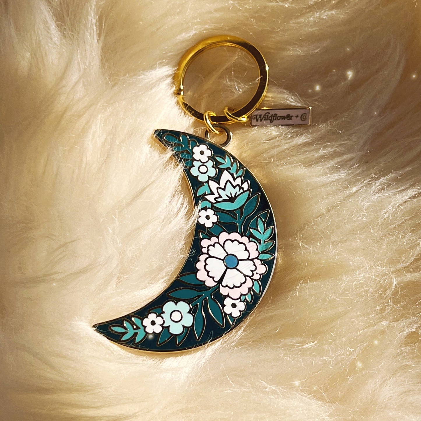 Botanical Moon Enamel Keychain