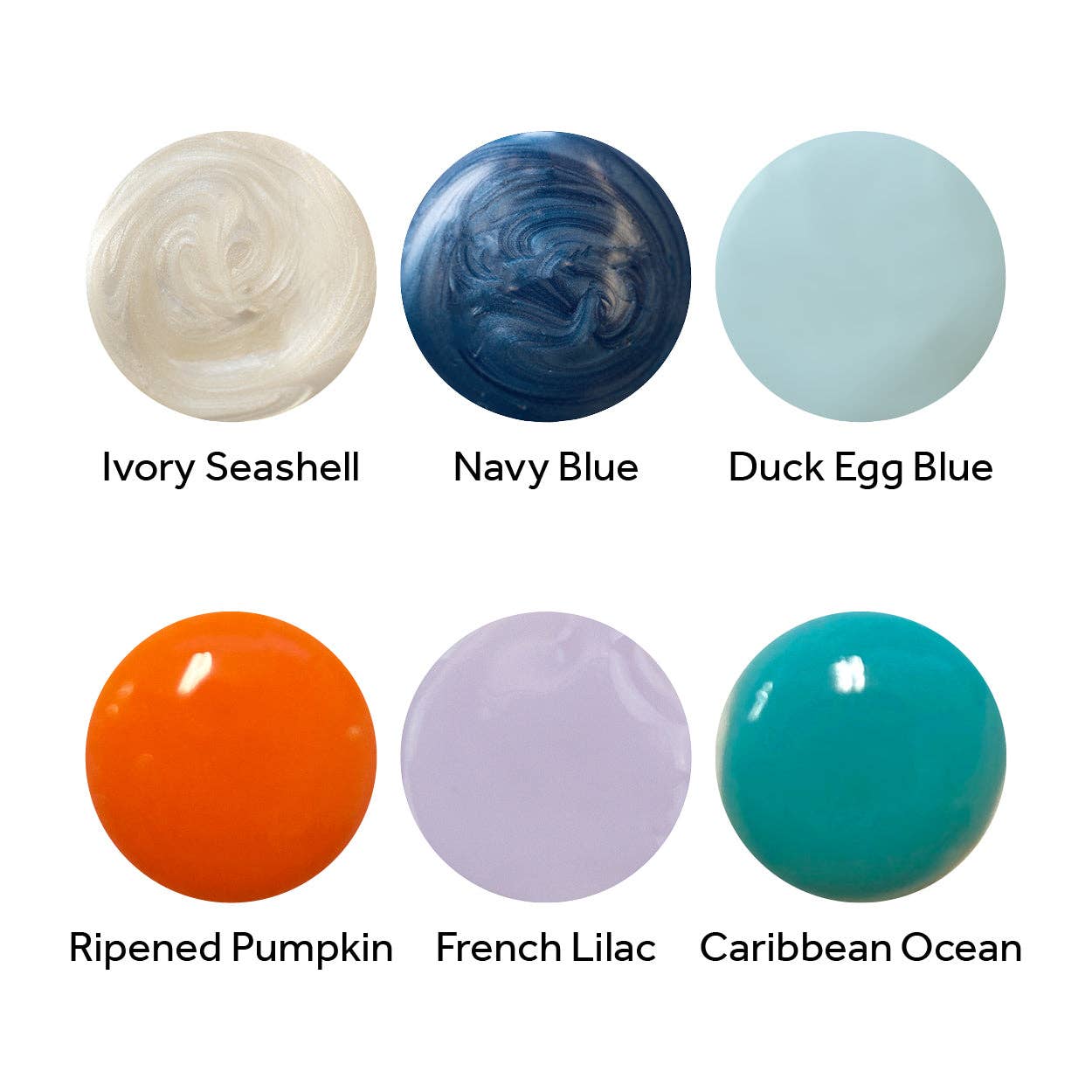 Nuvo Crystal Drops – 6-Colour Bundle (Navy Blue, Ripened Pumpkin, Caribbean Ocean, Ivory Seashell, Duck Egg Blue, French Lilac)