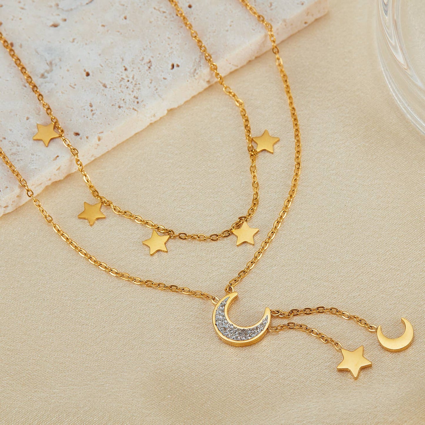 Lunar Glow Double Layer Celestial Necklace