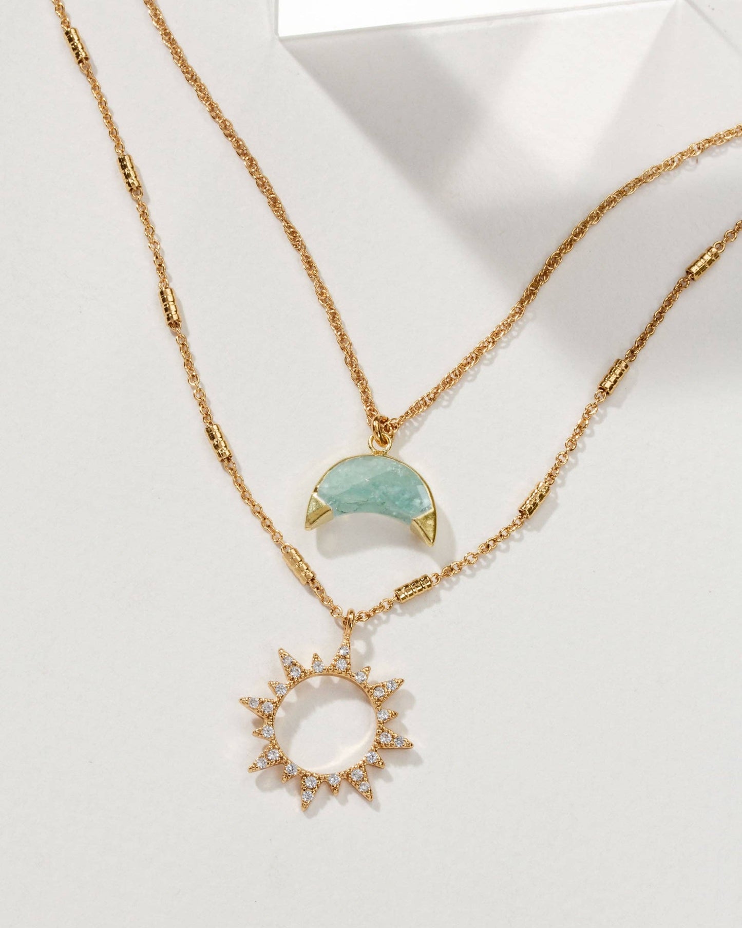 Live by the Sun, Love by the Moon Necklace Set - Aquamarine