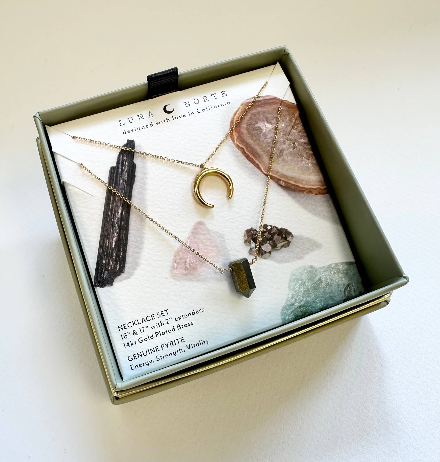 Gemstone Point Necklace Set - Pyrite