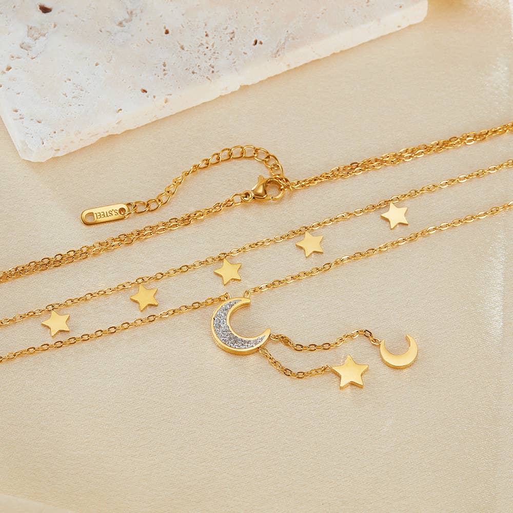 Lunar Glow Double Layer Celestial Necklace