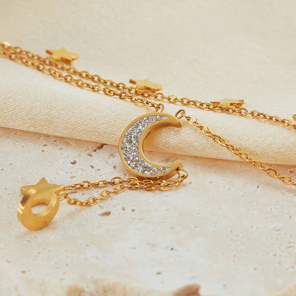 Lunar Glow Double Layer Celestial Necklace