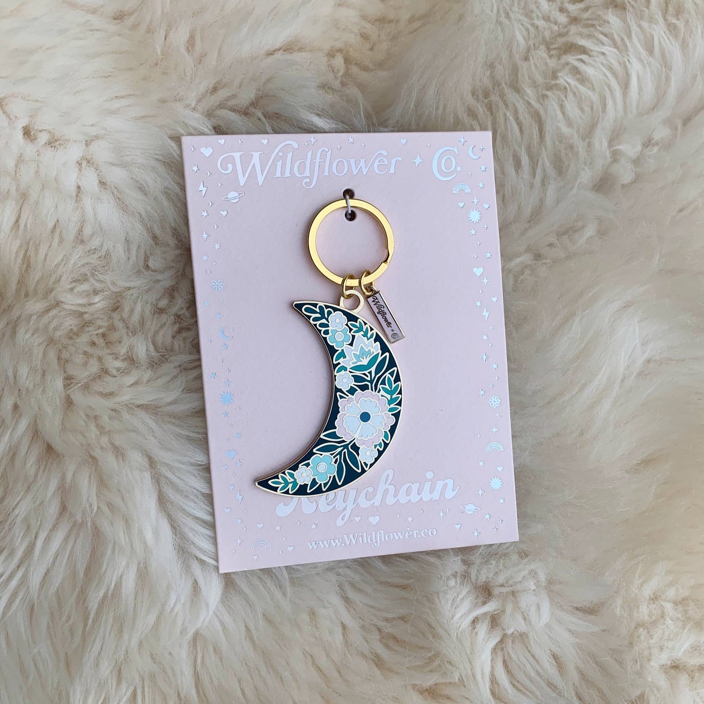 Botanical Moon Enamel Keychain