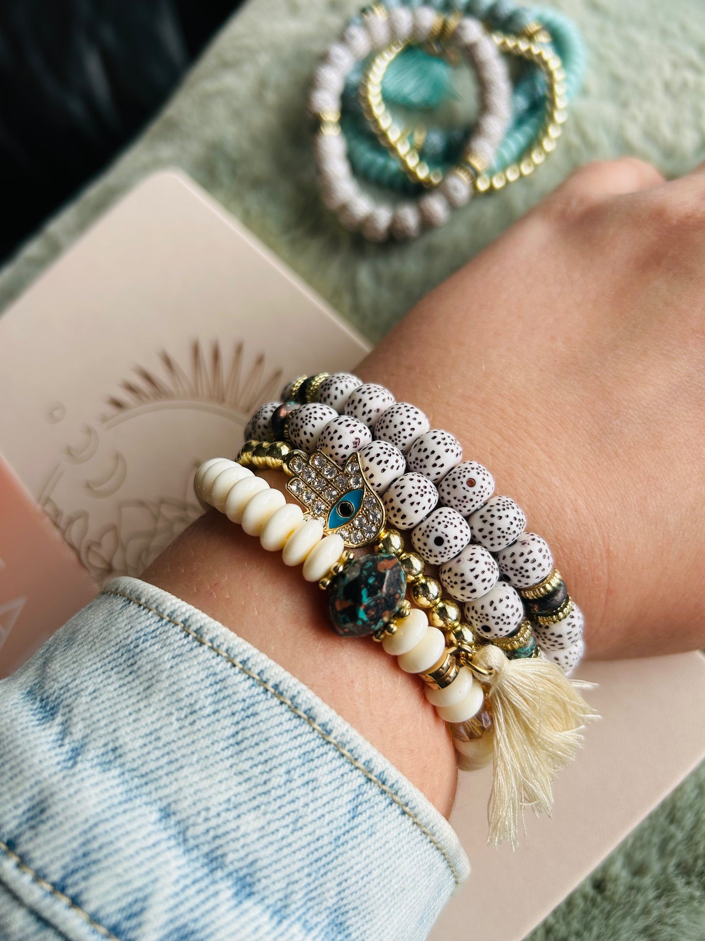 Hamsa Protection Stack Layering Bracelet Sets