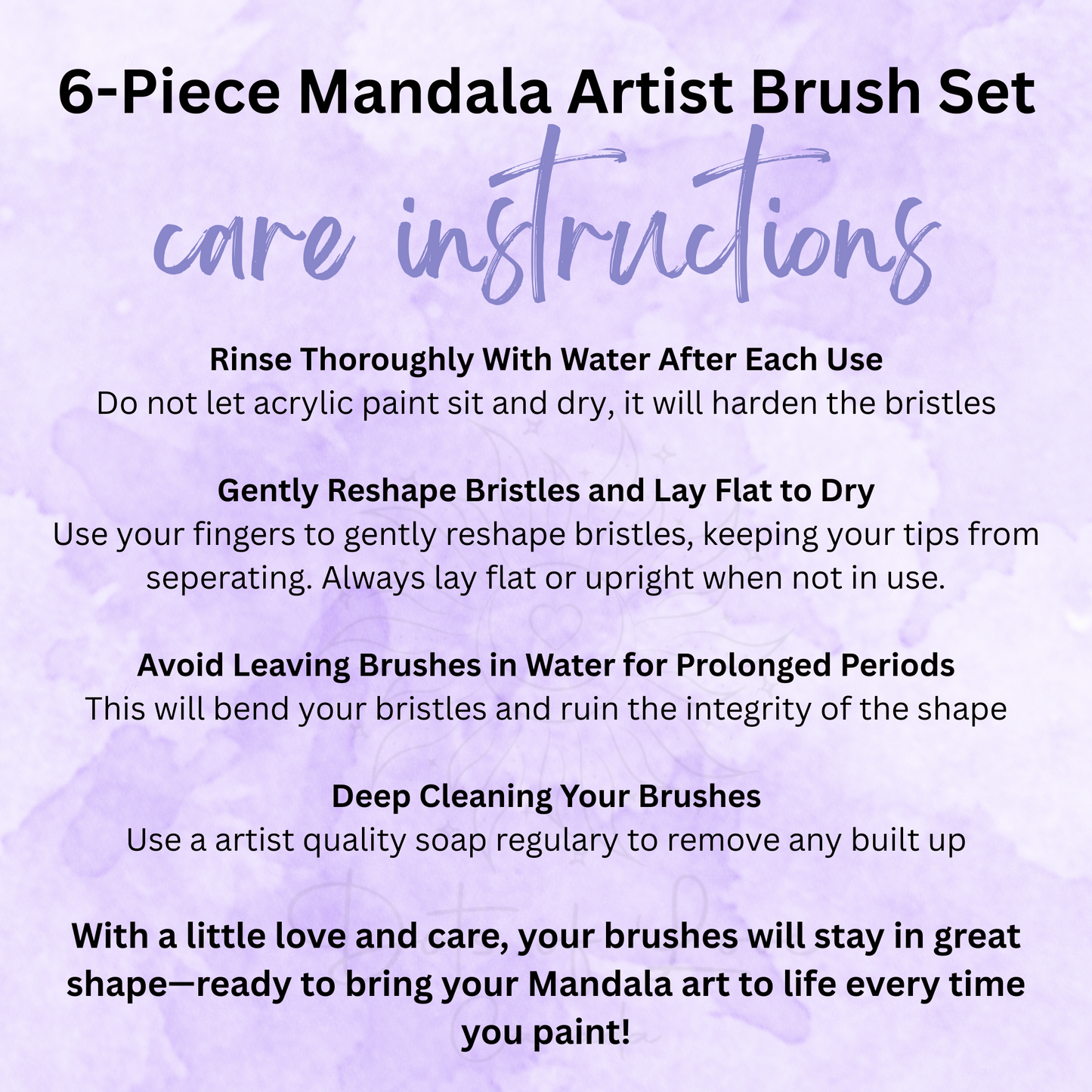 Mandala Artist Brush Set – 6 Piece