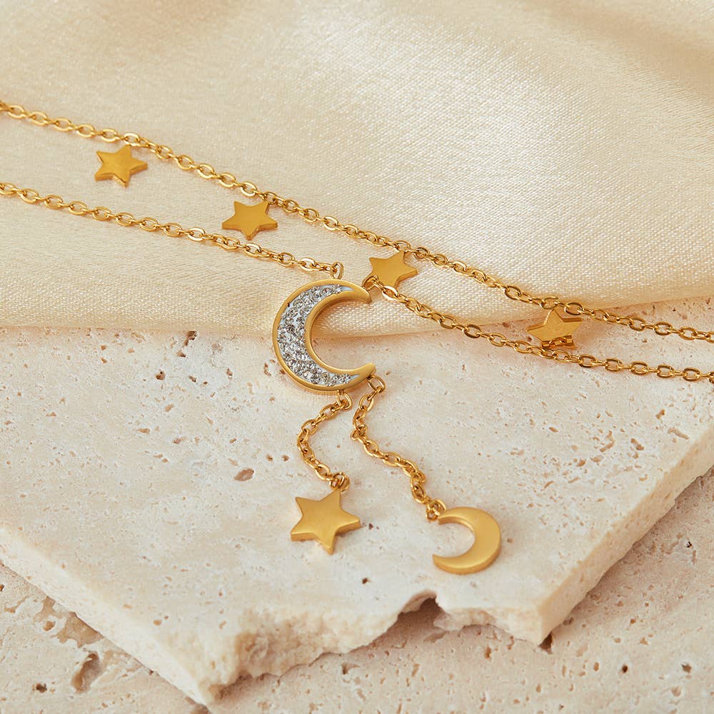 Lunar Glow Double Layer Celestial Necklace