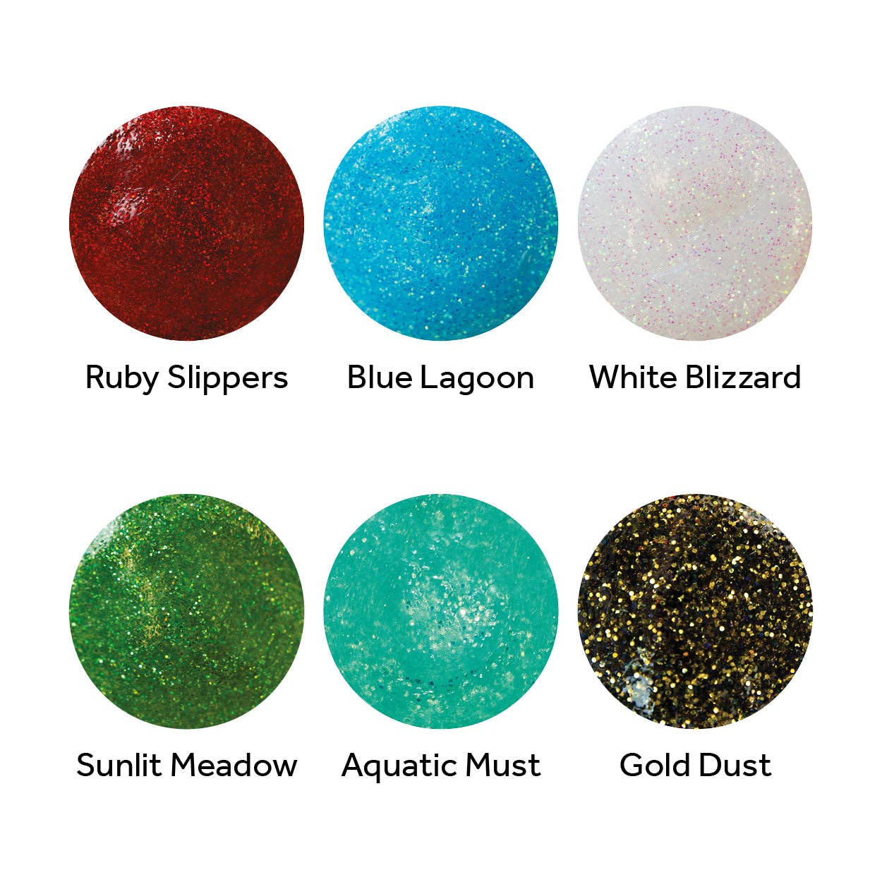 Nuvo Glitter Drops – 6-Colour Bundle (Sunlit Meadow, Aquatic Mist, Blue Lagoon, Ruby Slippers, Gold Dust, White Blizzard)