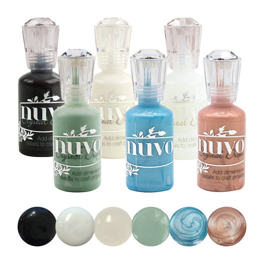 Nuvo Crystal Drops – 6-Colour Bundle (Blue Ice, Heritage Rose, Eucalyptus Leaf, Ebony Black, Gloss Simply White, Morning Dew)