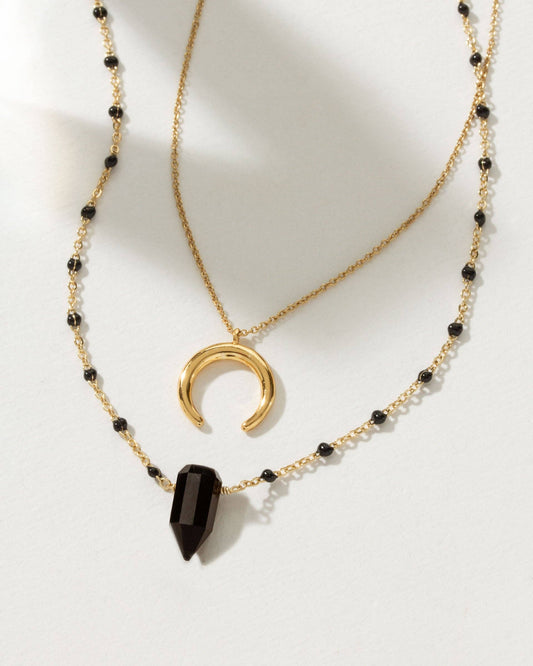 Dark Moon Onyx Necklace Set - Black Onyx