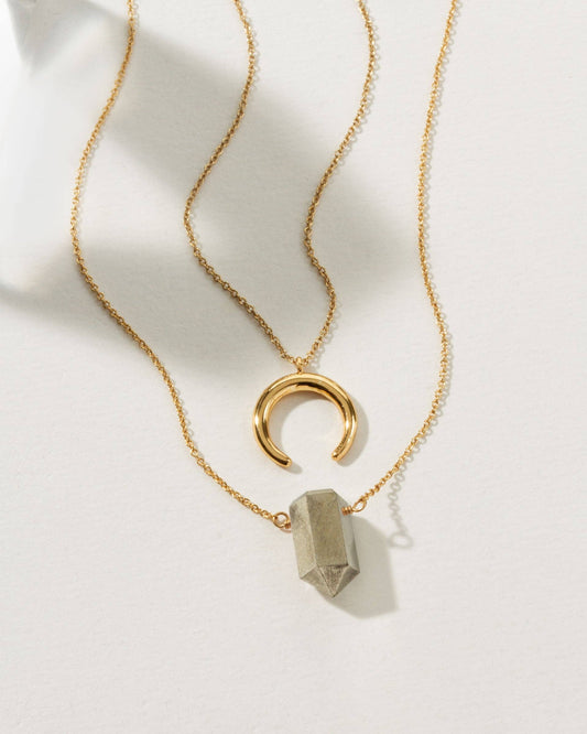 Gemstone Point Necklace Set - Pyrite