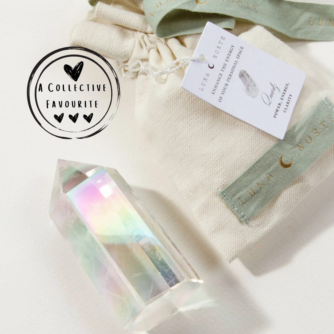 Aura Quartz Crystal Tower Curio- Clear Quartz