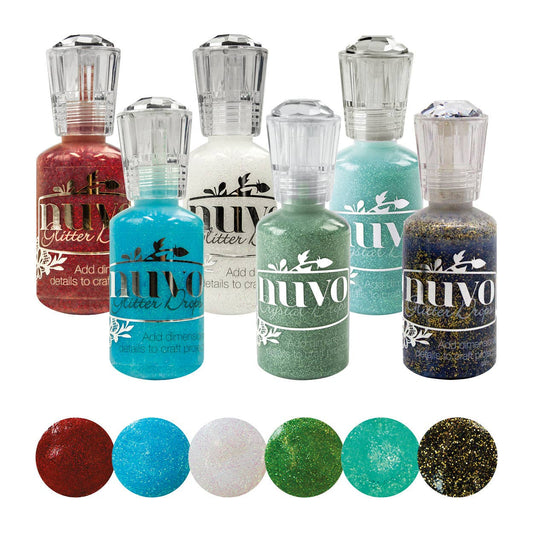 Nuvo Glitter Drops – 6-Colour Bundle (Sunlit Meadow, Aquatic Mist, Blue Lagoon, Ruby Slippers, Gold Dust, White Blizzard)
